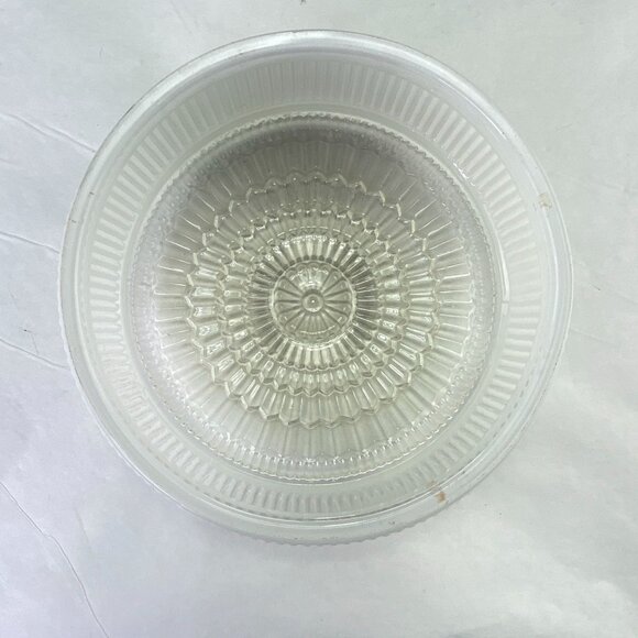 Vintage Ribbed Glass Drum Shade White Clear 7.5 inch Fitter - Picture 6 of 10